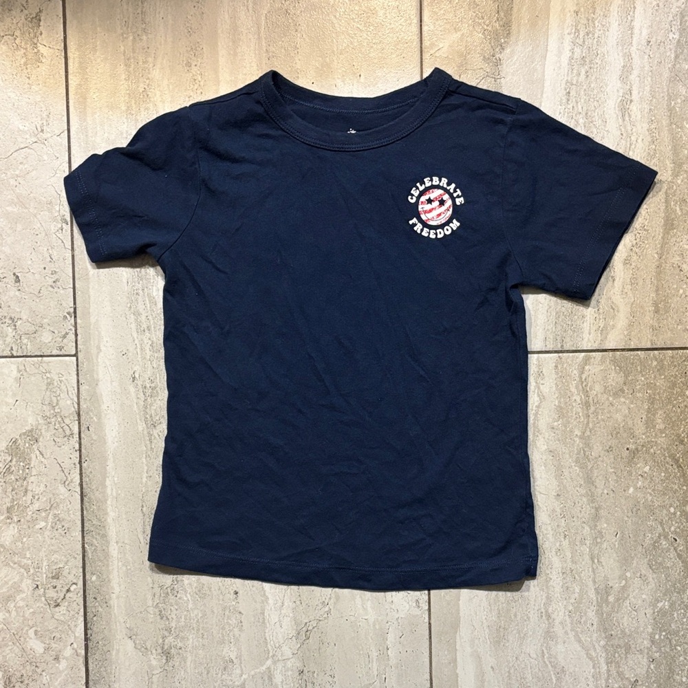 Kids Navy Short-Sleeve Tee with Patriotic 'Celebrate Freedom' Graphic